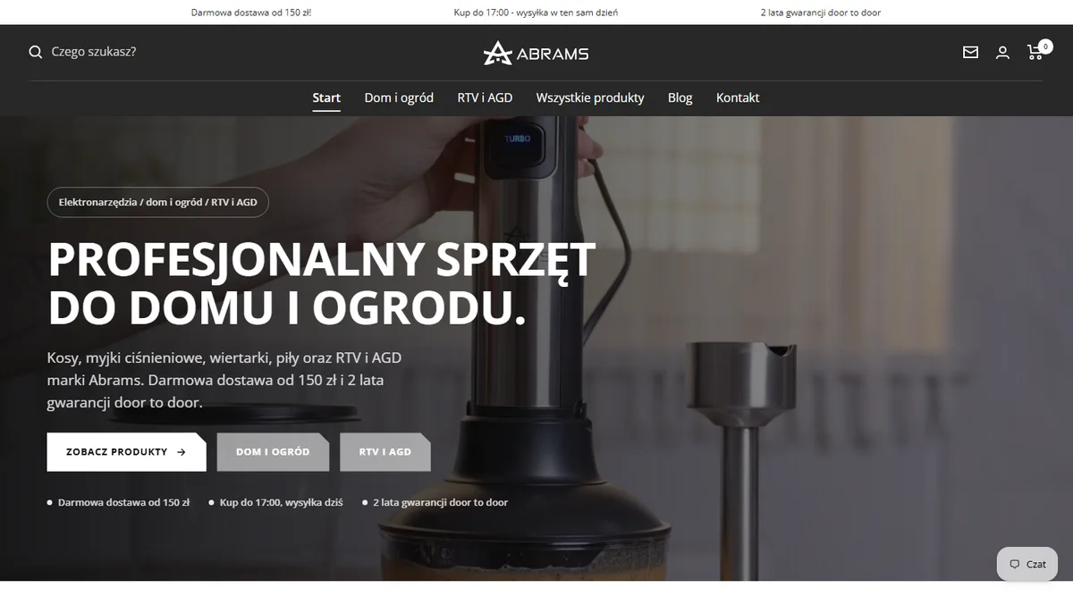 Strona główna sklepu abrams-sklep.com – widok desktop