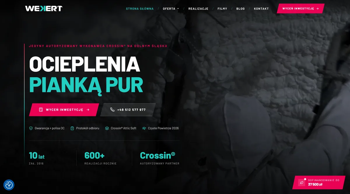 Strona główna wekert.pl – widok desktop